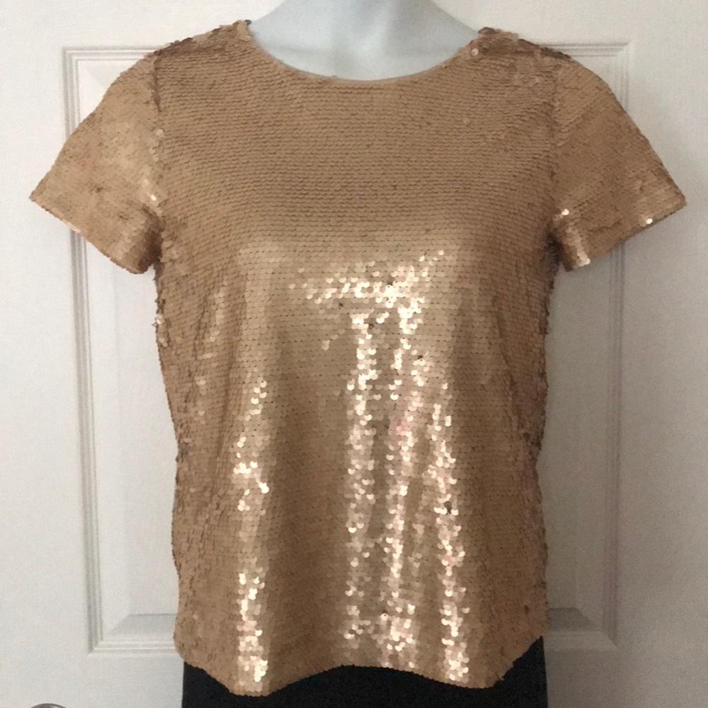 NWT J. Crew Factory gold sequin top